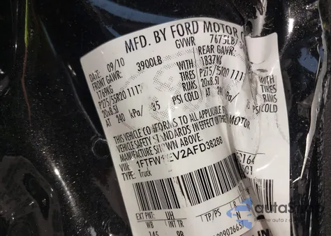 2010 Ford F-150 Fx4/Harley-Davidson/King Ranch/Lariat/Platinum/Xl/Xlt z USA, uszkodzony, nr VIN 1FTFW1EV2AFD38288